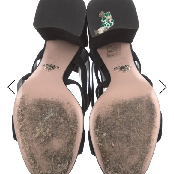 Prada Black Suede Block Heel Sandal - Picture 5 of 5